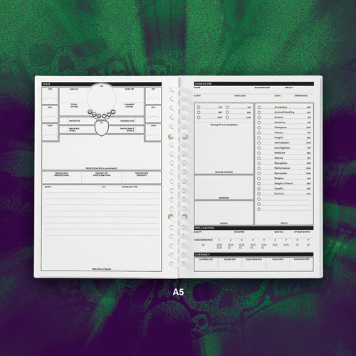 A5 & B5 D&D Character Sheets for Japanese Binders