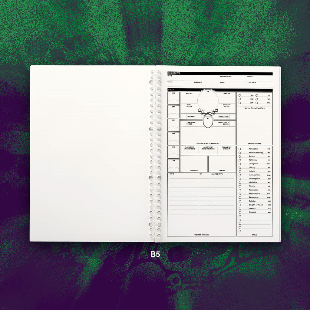 A5 & B5 D&D Character Sheets for Japanese Binders