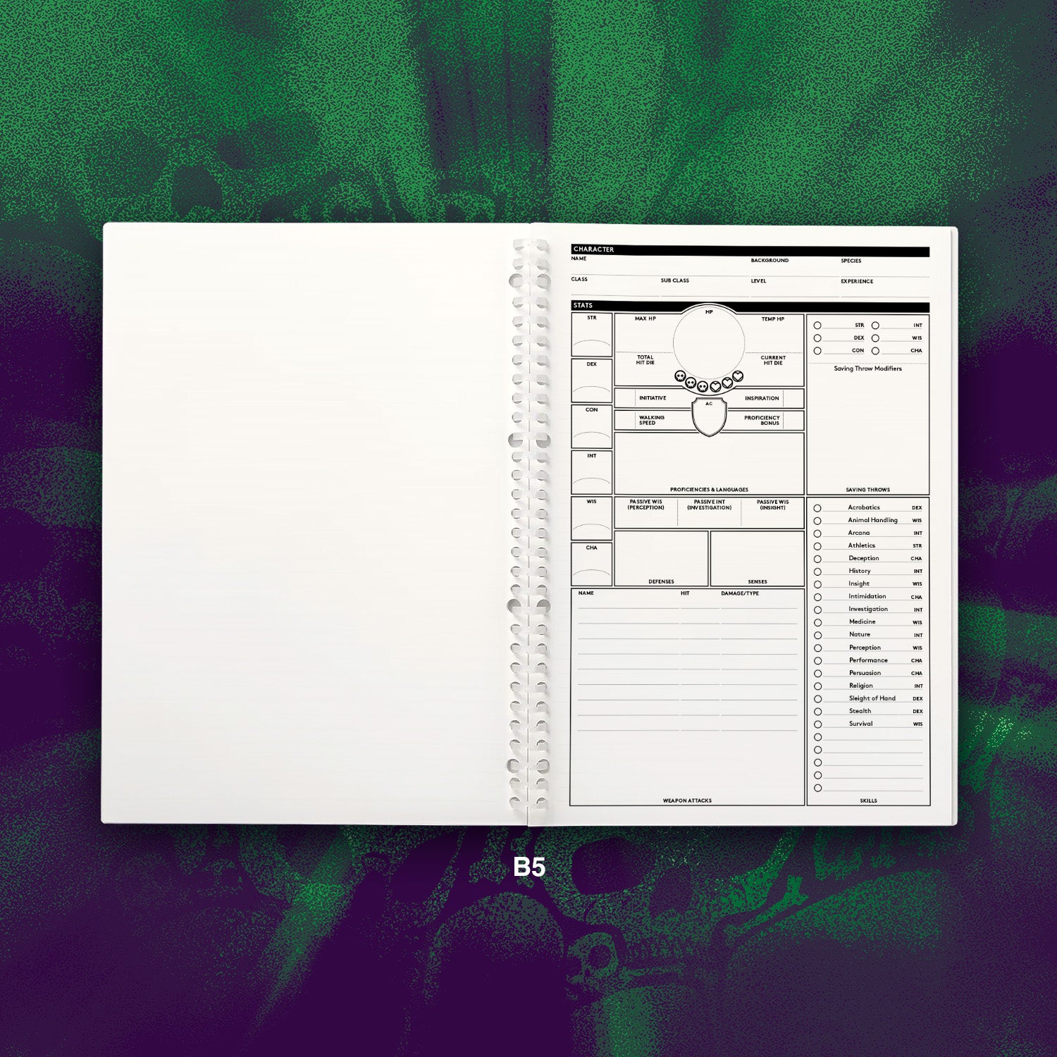 A5 & B5 D&D Character Sheets for Japanese Binders