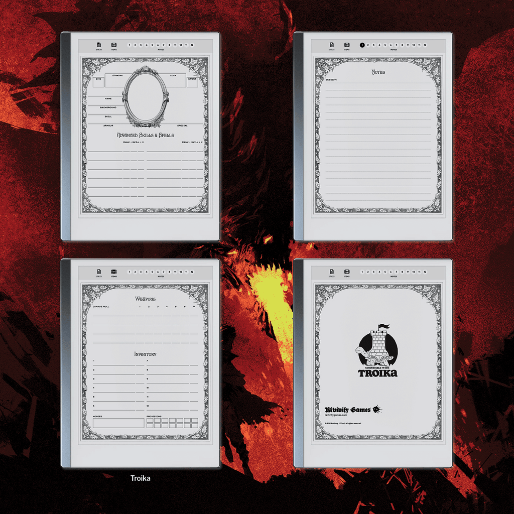 Indie RPG Character Sheets for Remarkable